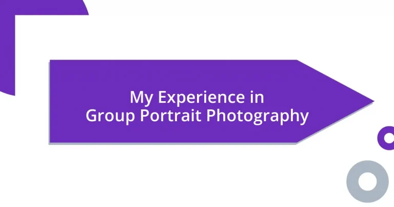 My Experience in Group Portrait Photography